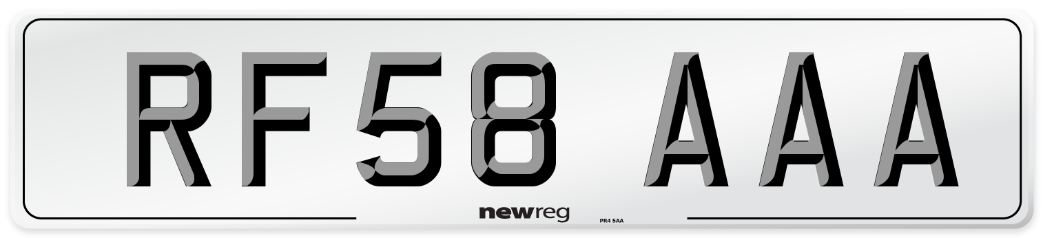 RF58 AAA Number Plate from New Reg